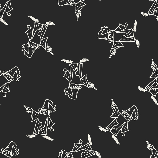 wizard doodle seamless pattern background - Wektor, obraz