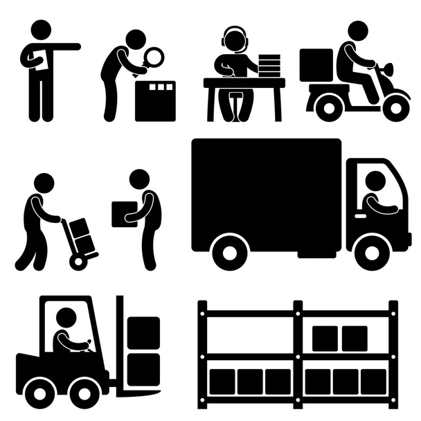 Logistic Warehouse Delivery Shipping Icon Pictogram - Vector, Image