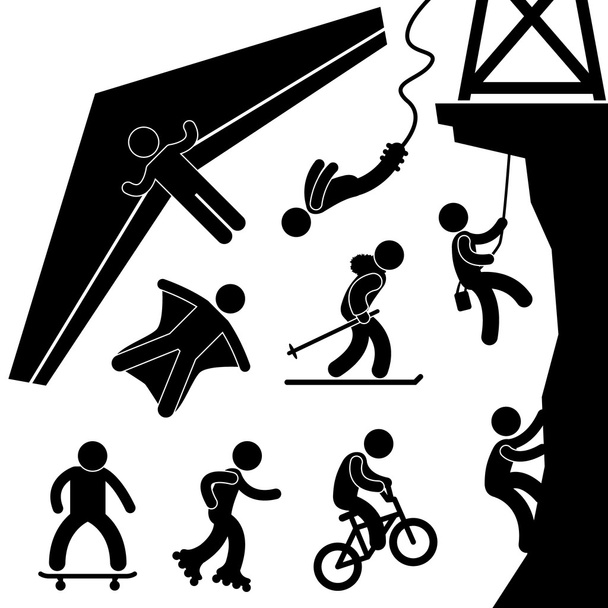 Екстремальні види спорту Повісьте Планер Бунгі Стрибок Скелястий скелелазіння
 - Вектор, зображення