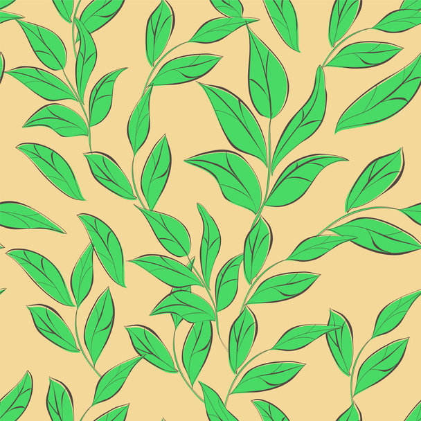 Seamless wallpaper with leaves - Vector, imagen