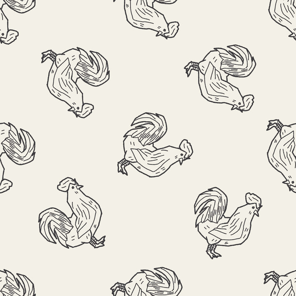 chicken doodle seamless pattern background - Vector, Image
