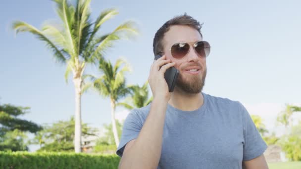 man talking calling on smartphone - Felvétel, videó