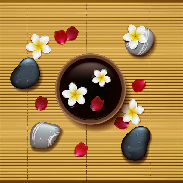 spa background with tropical flowers and stone spa - Vector, Image