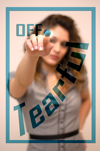 woman switching off Tearful on digital interace - Photo, Image