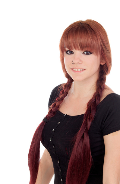 Teenage girl dressed in black with a piercing - Photo, Image