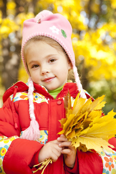 Child in autumn park. - Foto, Imagen