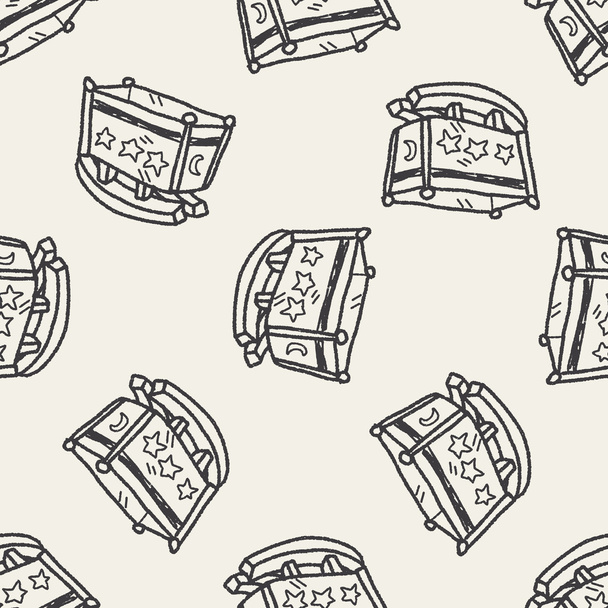 baby bed doodle seamless pattern background - Διάνυσμα, εικόνα