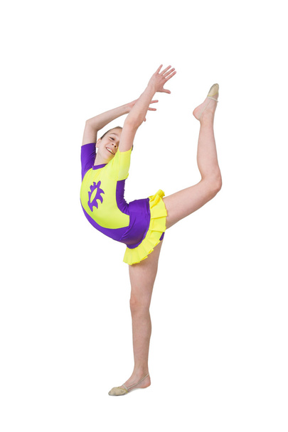 Cute young girl doing gymnastics - Photo, Image