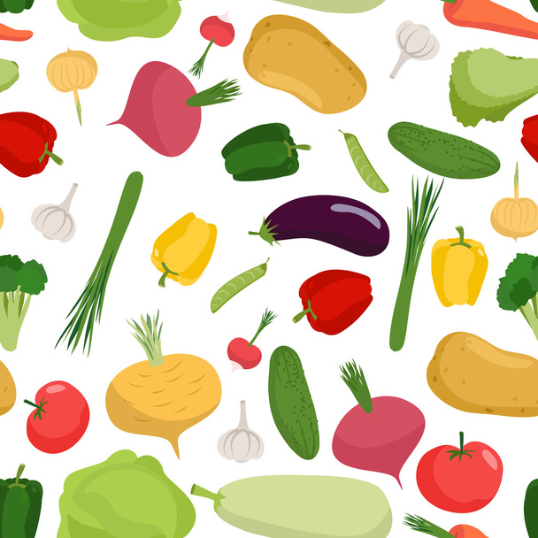 Vegetables pattern seamless. Vegetable organic food seamless pat - Vector, Image