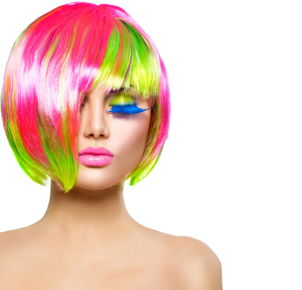 model girl with colorful dyed hair - Fotoğraf, Görsel