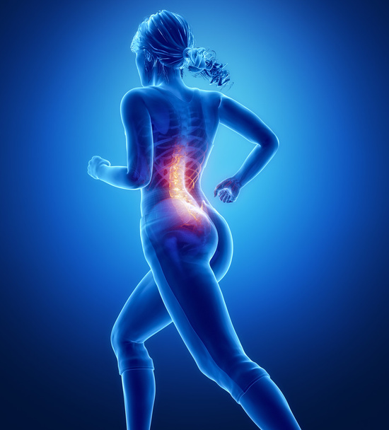 Donna in corsa con anatomia della colonna vertebrale
 - Foto, immagini