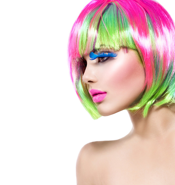 model girl with colorful dyed hair - Foto, Imagen
