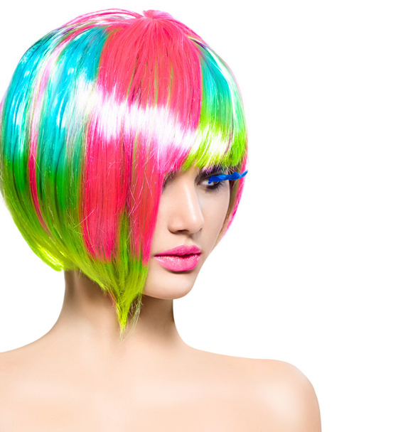 model girl with colorful dyed hair - Фото, изображение