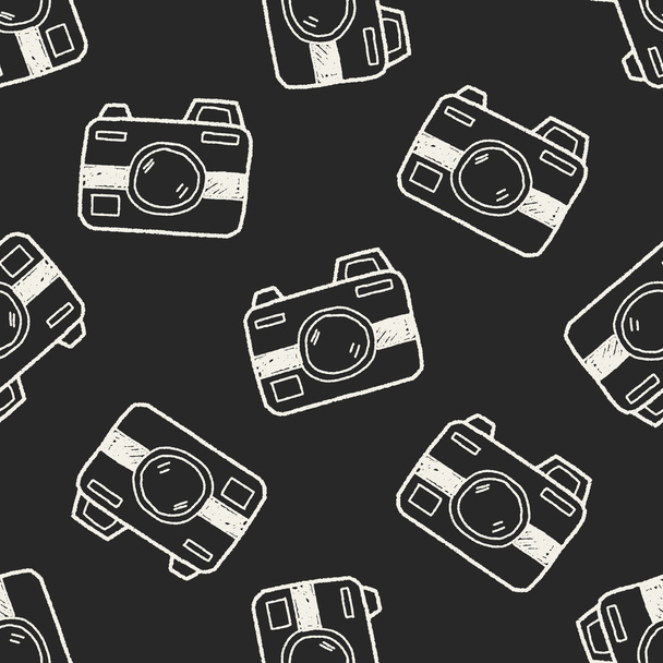 Doodle Camera seamless pattern background - Vector, Image