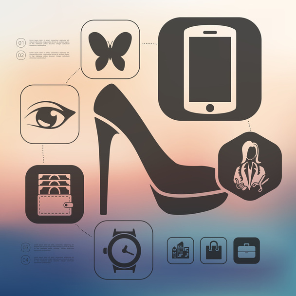 Infografía de compras con iconos
 - Vector, Imagen