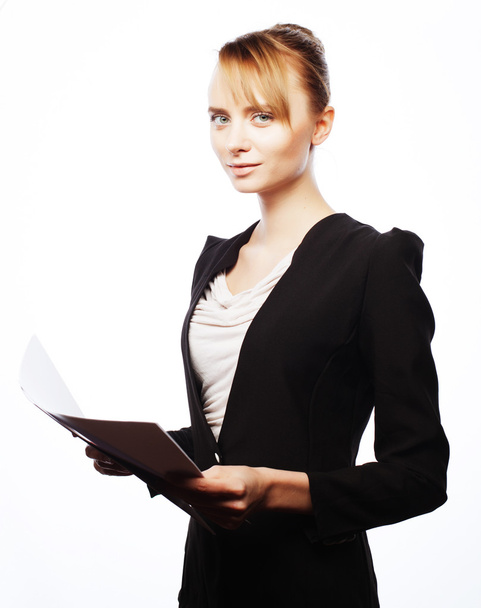 young business woman with paper - Foto, afbeelding