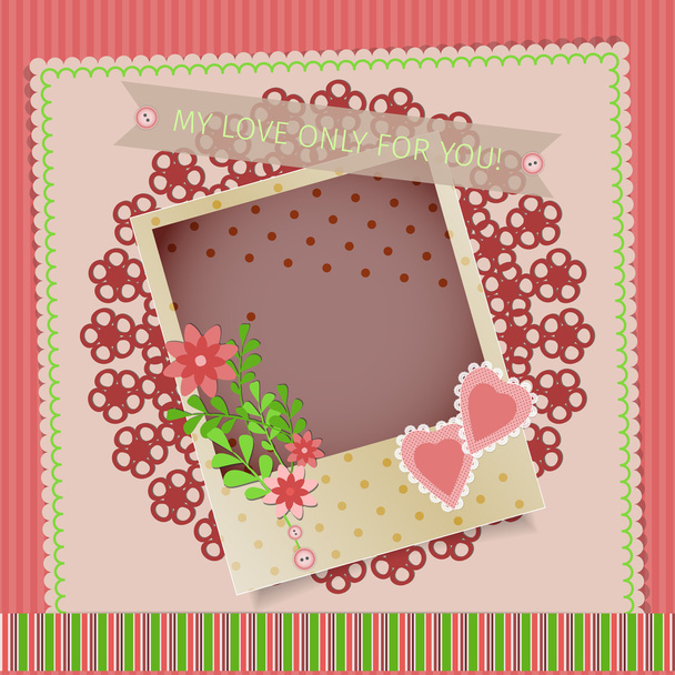 abstract background in scrapbook style with flowers and decorative elements - Vektor, obrázek