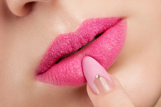 Pink velvet lips - Photo, Image