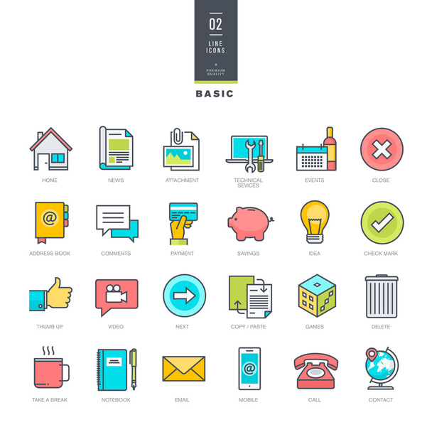 Conjunto de iconos de color moderno de línea para el diseño del sitio web
 - Vector, imagen