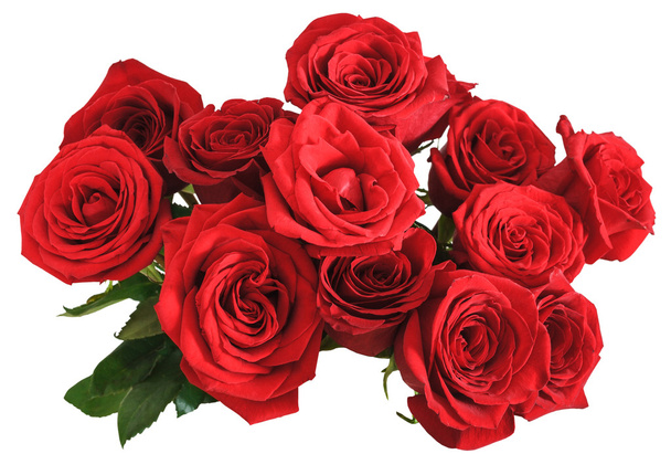 above view bouquet of red roses isolated - Photo, Image