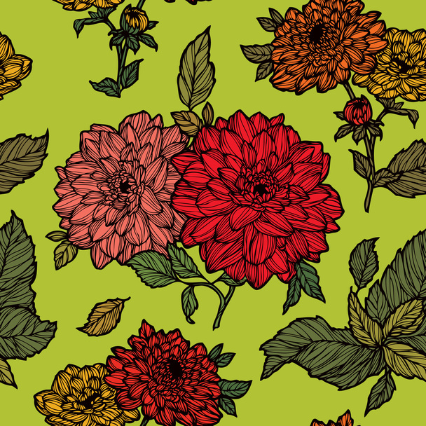 Seamless pattern with chrysanthemum flowers ornament - Vettoriali, immagini