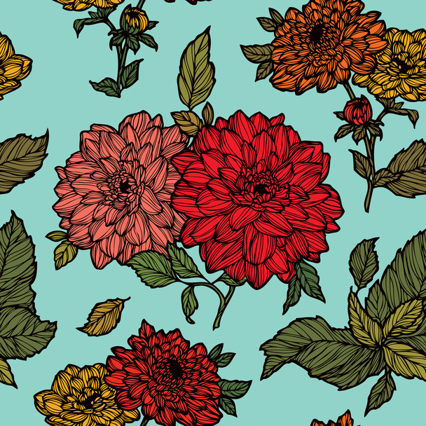Seamless pattern with chrysanthemum flowers ornament - Вектор,изображение