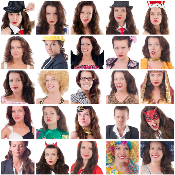 Collage de muchas caras del mismo modelo
 - Foto, Imagen