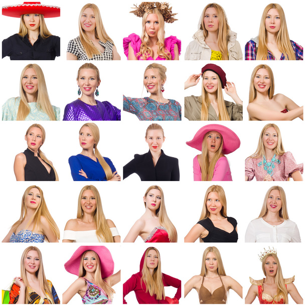 Collage aus vielen Gesichtern aus demselben Modell - Foto, Bild