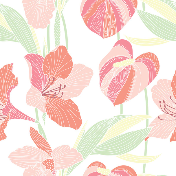 Seamless floral pattern - Vector, afbeelding