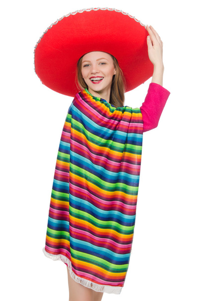 Jolie fille au poncho mexicain
 - Photo, image