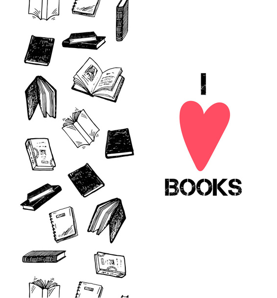 I love books card - Vector, Image