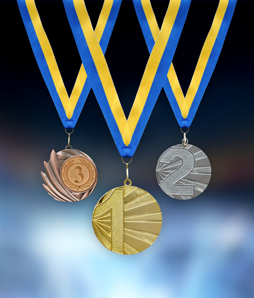 Zlaté, stříbrné a bronzové medaile - Fotografie, Obrázek