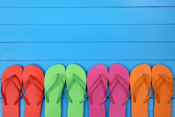 Flip Flops sandals in summer on vacation with copyspace - Fotografie, Obrázek