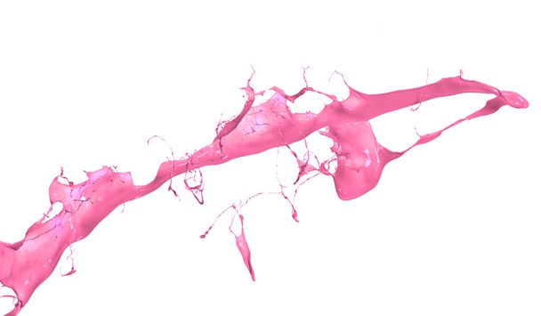 Pink paint splashing isolated on white background - Foto, afbeelding