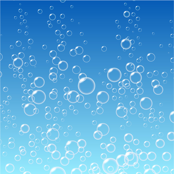 Water bubbles pattern on blue background.  - Вектор, зображення