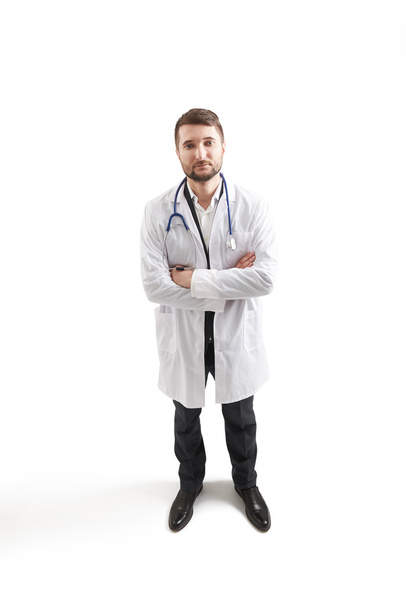 άνθρωπος στο λευκό γιατροί μπλούζα εργασίας - Φωτογραφία, εικόνα