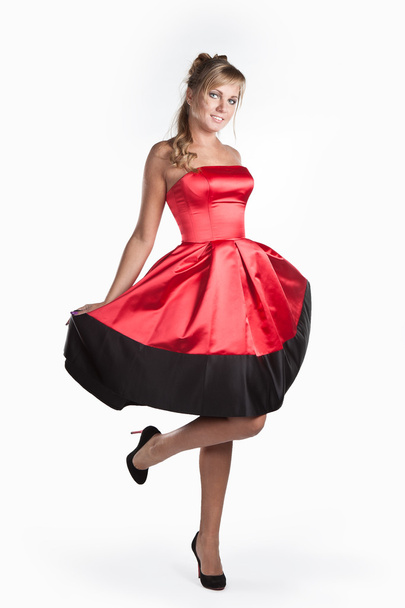 Attractive woman in red dress - Foto, Imagem