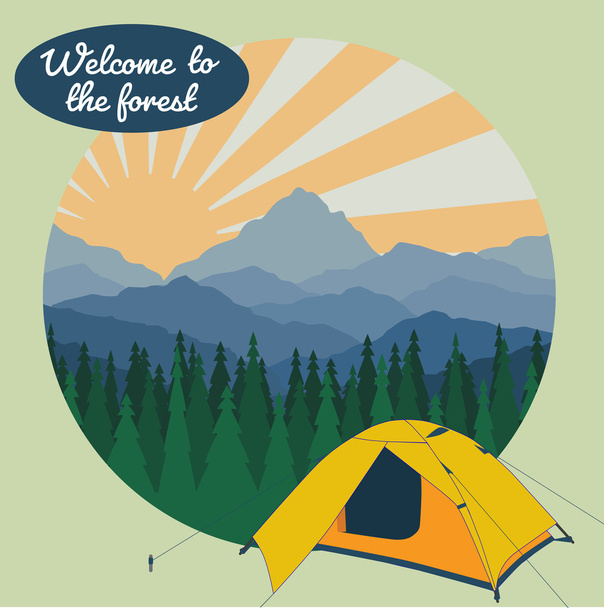 camp in forest - Vector, Image