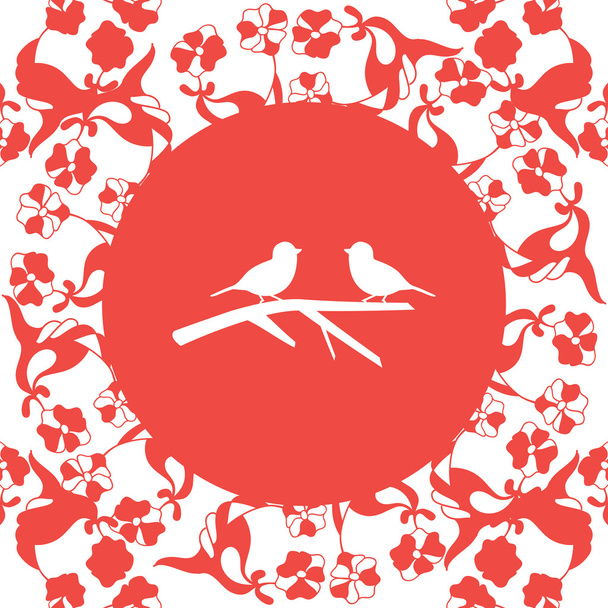 Vektor Illustration Hintergrund, Blumen und Vögel - Vektor, Bild