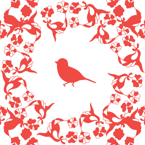vector illustration background, flowers and birds - Διάνυσμα, εικόνα