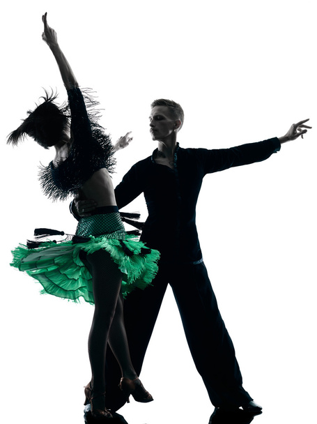 elegant couple dancers dancing silhouette - Foto, Imagem