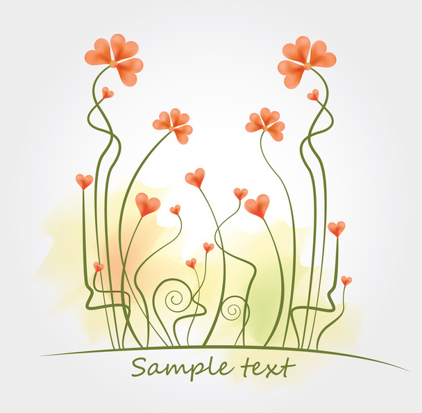 Abstract floral background with hearts - Vector, afbeelding