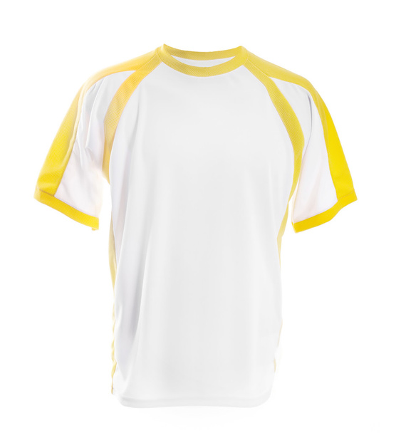 White t-shirt with yellow insets - Φωτογραφία, εικόνα
