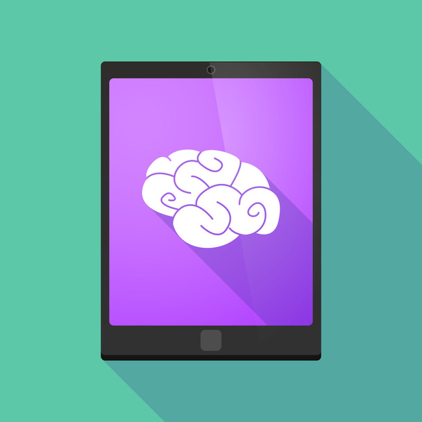 Icono de la tableta PC con un cerebro
 - Vector, imagen