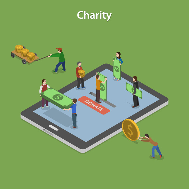 Charity Flat Isometric Vector Concept. - Vector, Image