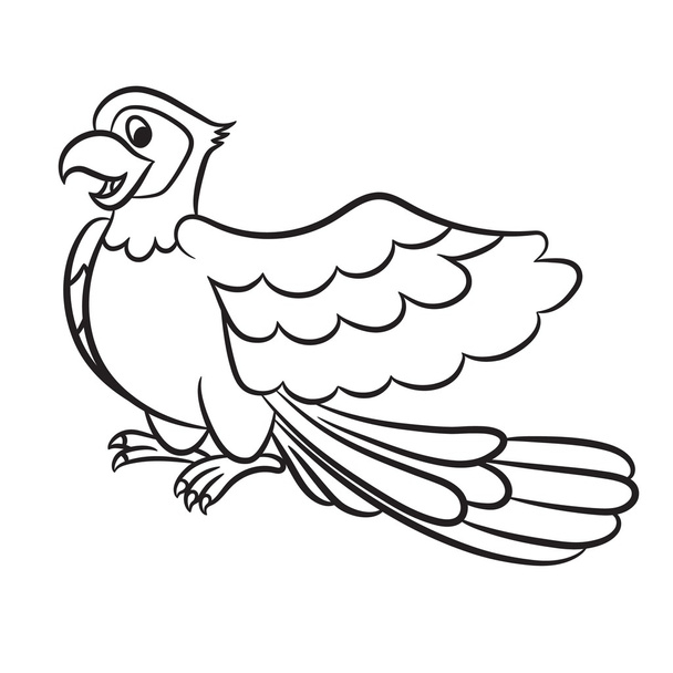 Cartoon illustration of cute parrot outlined - Вектор,изображение