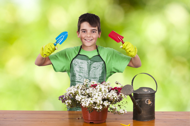 Child with garden plants - Photo, Image