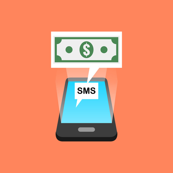 Smartphone-SMS Transaktionskonzept. isometrisches Design. - Vektor, Bild