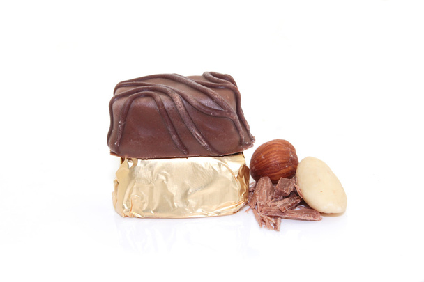 chocolate praline on white background - Photo, Image
