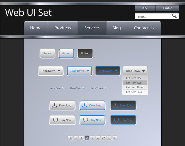  Ui Set for you web site, grey, blue - Vector, imagen